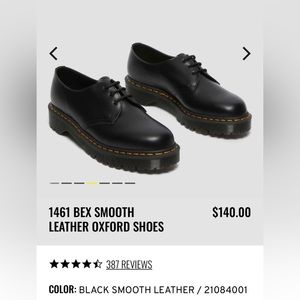 Dr Martens 1461 Bex Smooth Leather Oxford Shoes Size US WOMEN 6 Color Black
